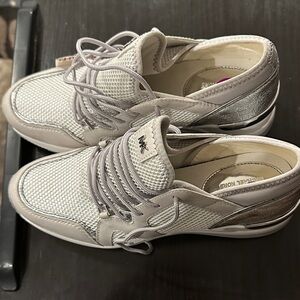 Michael Kors Silver and Cream Mesh Sneakers
